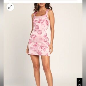 Brighter Side Pink Floral Satin Jacquard Mini Dress